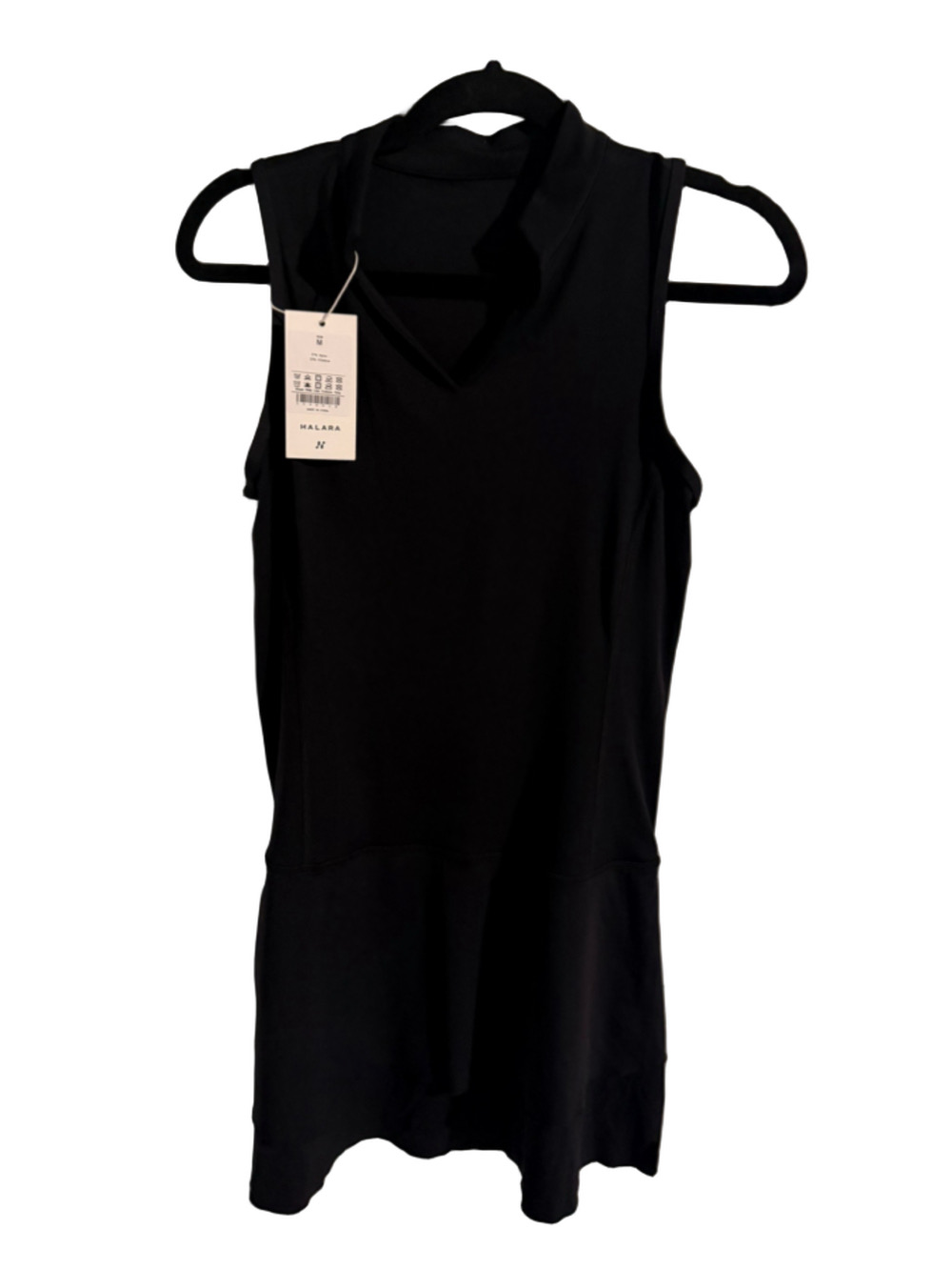 HALARA Softlyzero QuickDry Collared V-Neck Sleeveless Dress Black M NWT